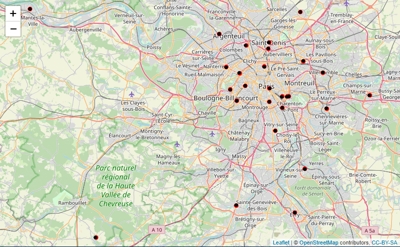 Distribution des sites Lichens GO